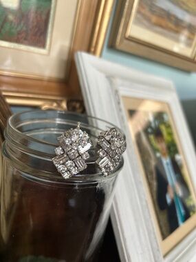 Sherman clear stone clip earrings